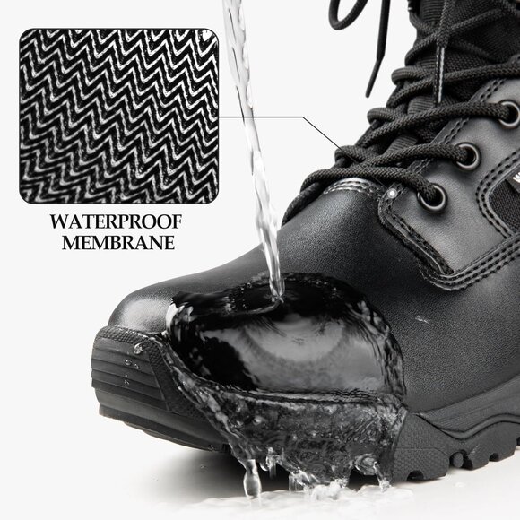 ⚡ Men's Dark Black Combat Suede Leather Lightweight Military Work Desert Boot - Picture 2 of 7